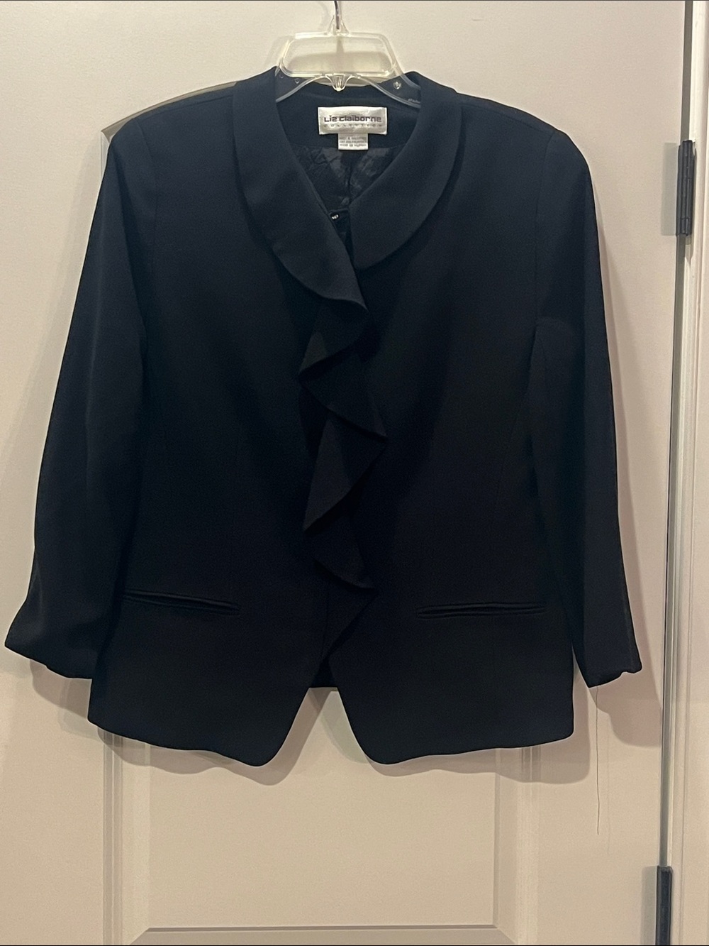 Liz Claiborne Black Ruffle-Front Women's Blazer